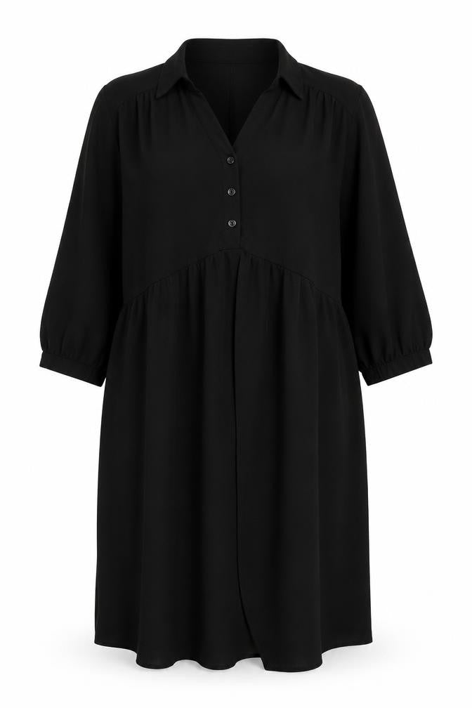 New Look Women’s Black Maternity Shirt Dress UK 16 Button Up 3/4 Sleeve