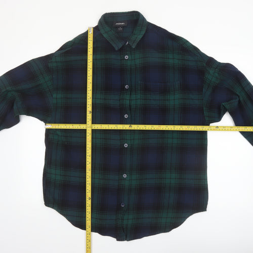 Monki Womens Green Check Flannel Button-Up Shirt Size 12