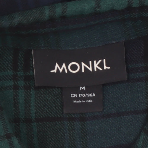 Monki Womens Green Check Flannel Button-Up Shirt Size 12