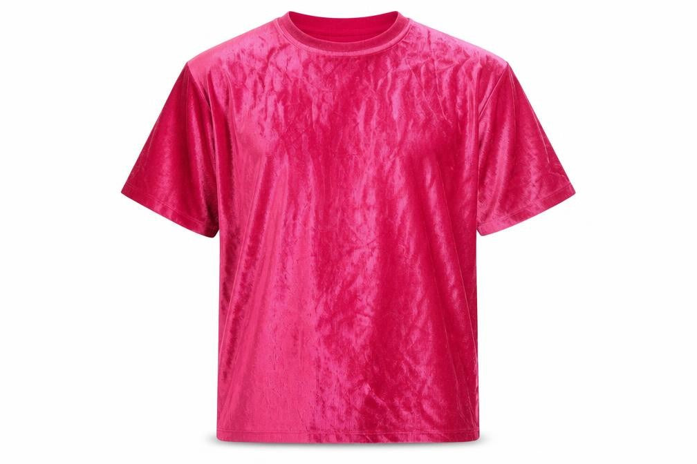 River Island Men's Pink Velvet Short Sleeve Crew Neck XL T-Shirt