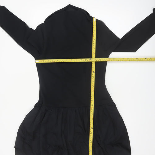 Marks and Spencer Women’s Black Size 12 Bubble Hem Long Sleeve Dress