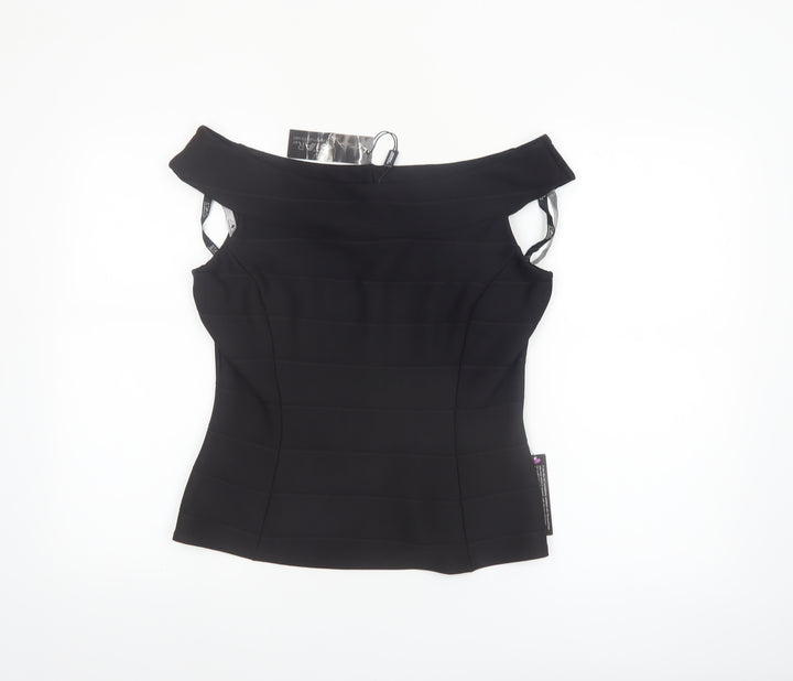 Star by Julien Macdonald Black Off Shoulder Slim Fit Women's Size 14 Top