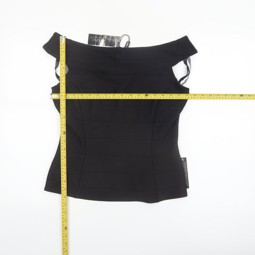 Star by Julien Macdonald Black Off Shoulder Slim Fit Women's Size 14 Top