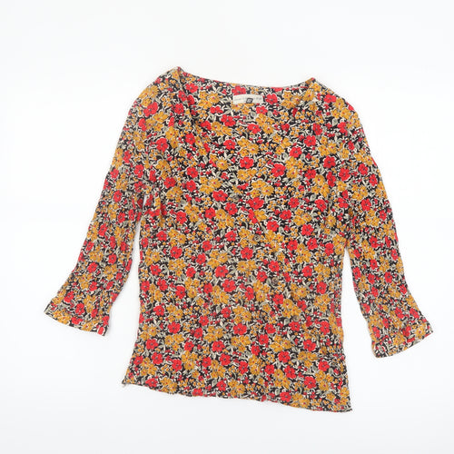F&F Women’s Multicoloured Floral Tunic Blouse UK 8 Viscose 3/4 Sleeve