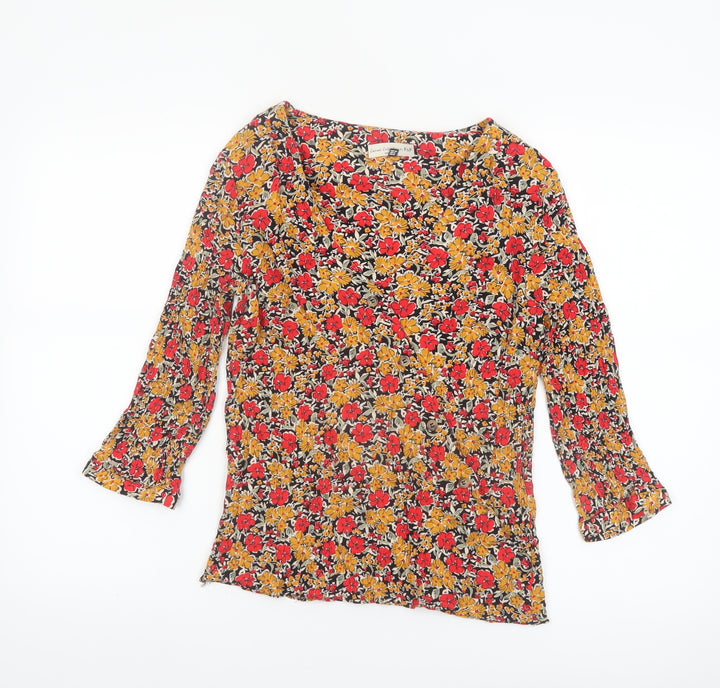 F&F Women’s Multicoloured Floral Tunic Blouse UK 8 Viscose 3/4 Sleeve