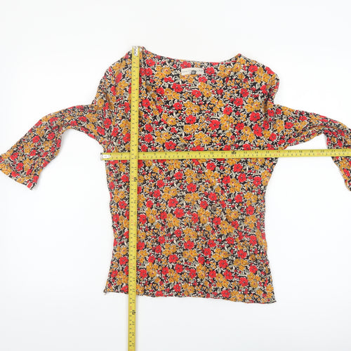 F&F Women’s Multicoloured Floral Tunic Blouse UK 8 Viscose 3/4 Sleeve