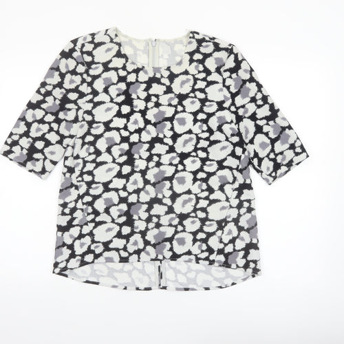 Whistles Women’s Black Animal Print 3/4 Sleeve Blouse Size 8