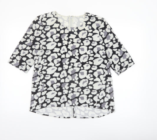 Whistles Women’s Black Animal Print 3/4 Sleeve Blouse Size 8