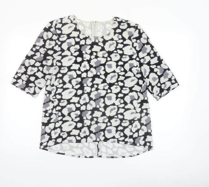 Whistles Women’s Black Animal Print 3/4 Sleeve Blouse Size 8