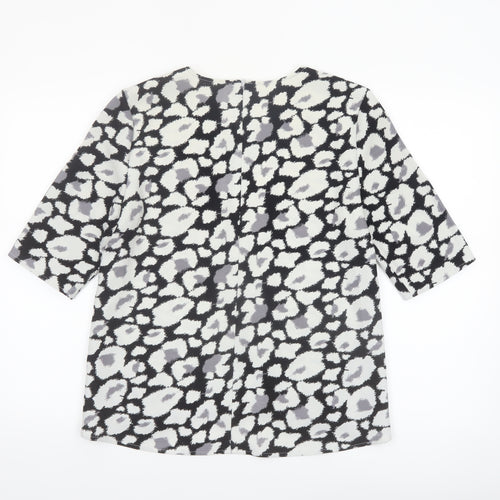 Whistles Women’s Black Animal Print 3/4 Sleeve Blouse Size 8