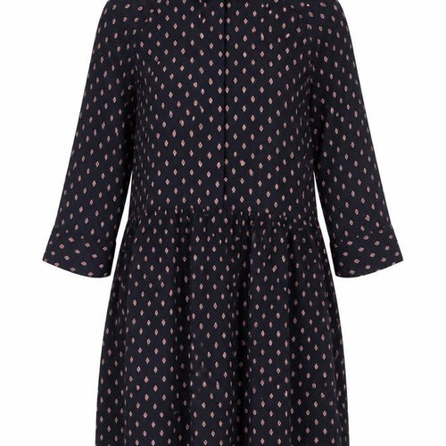 Next Womens Black Geometric Shirt Dress Size 8 Collared 3/4 Sleeve