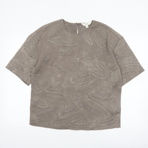 Marks and Spencer Womens Brown Geometric Blouse Size 10 Regular