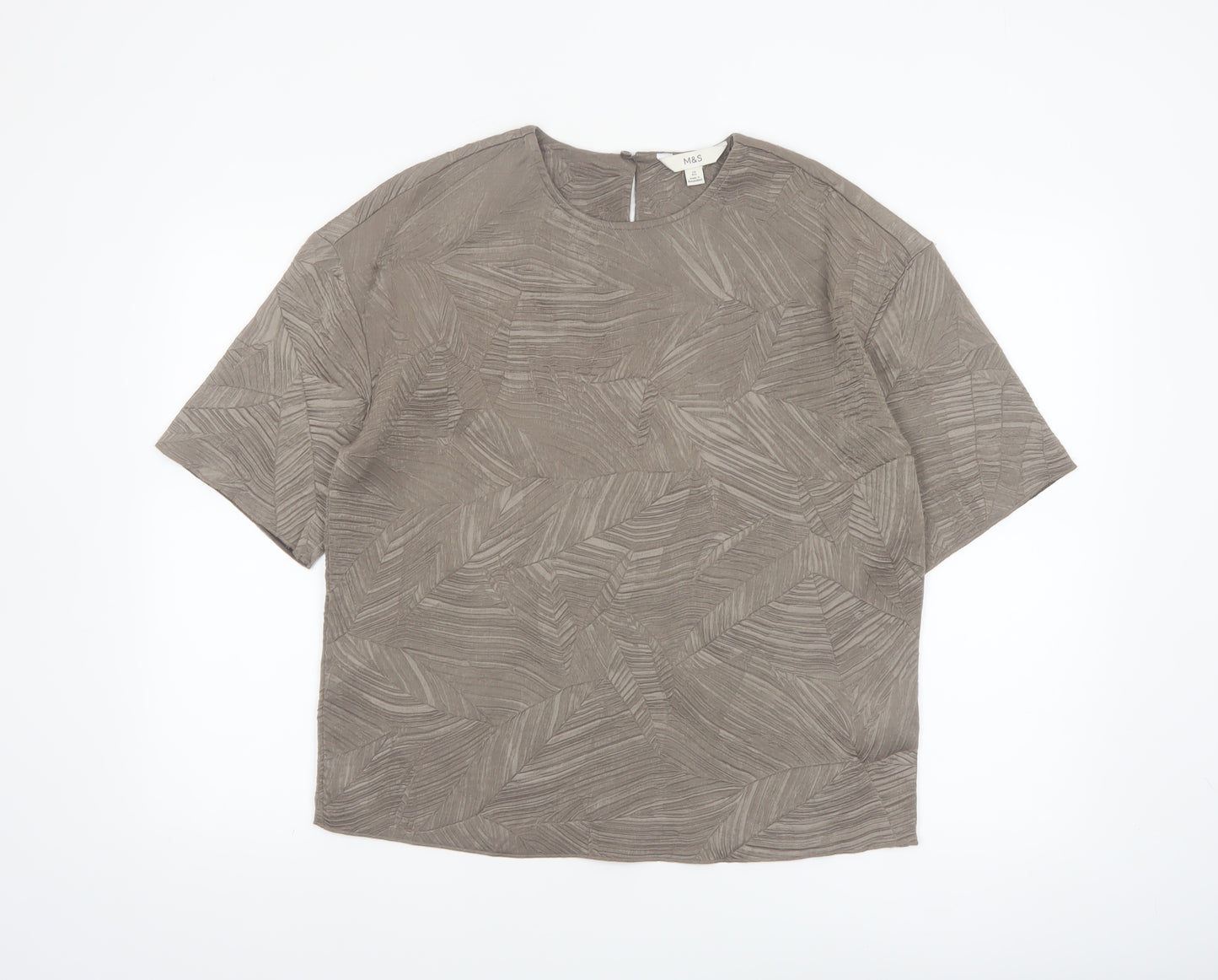 Marks and Spencer Womens Brown Geometric Blouse Size 10 Regular