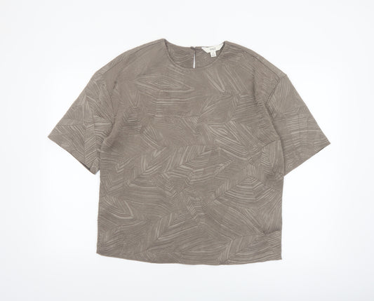 Marks and Spencer Womens Brown Geometric Blouse Size 10 Regular