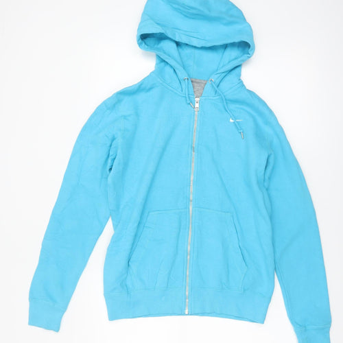 Nike Women's Blue Full Zip Hoodie Size M Cotton Blend