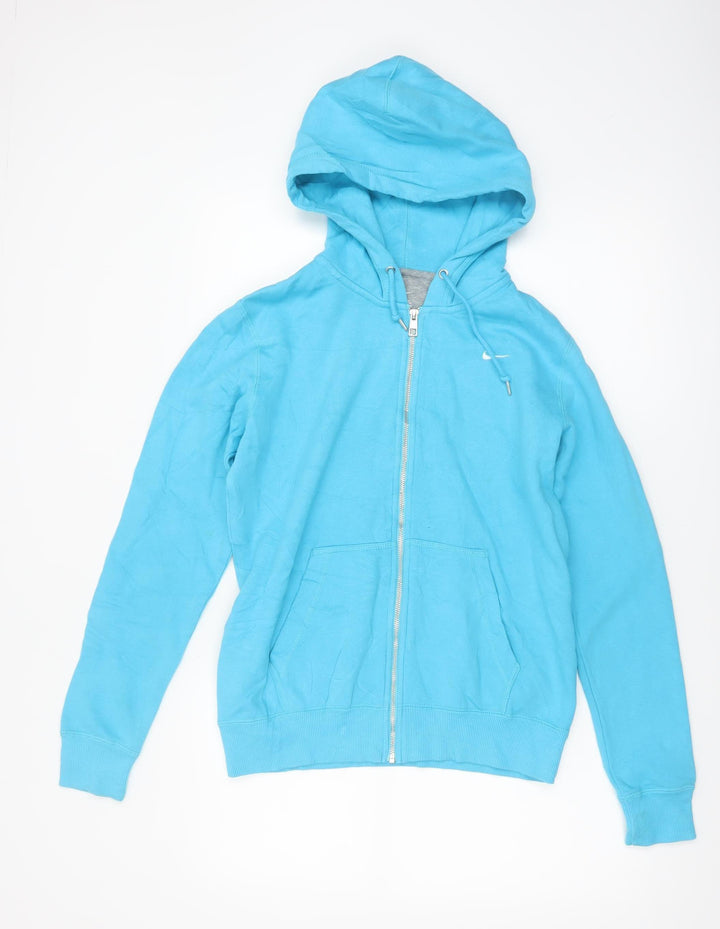 Nike Women's Blue Full Zip Hoodie Size M Cotton Blend