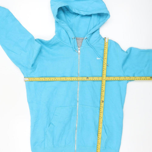 Nike Women's Blue Full Zip Hoodie Size M Cotton Blend