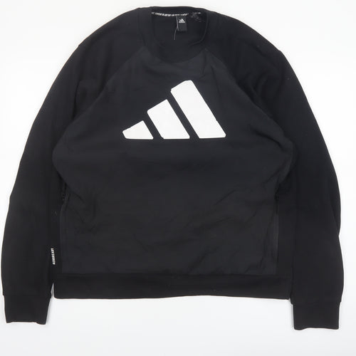 Adidas Men’s Black Large Pullover Sweatshirt Crew Neck Logo Sports Top