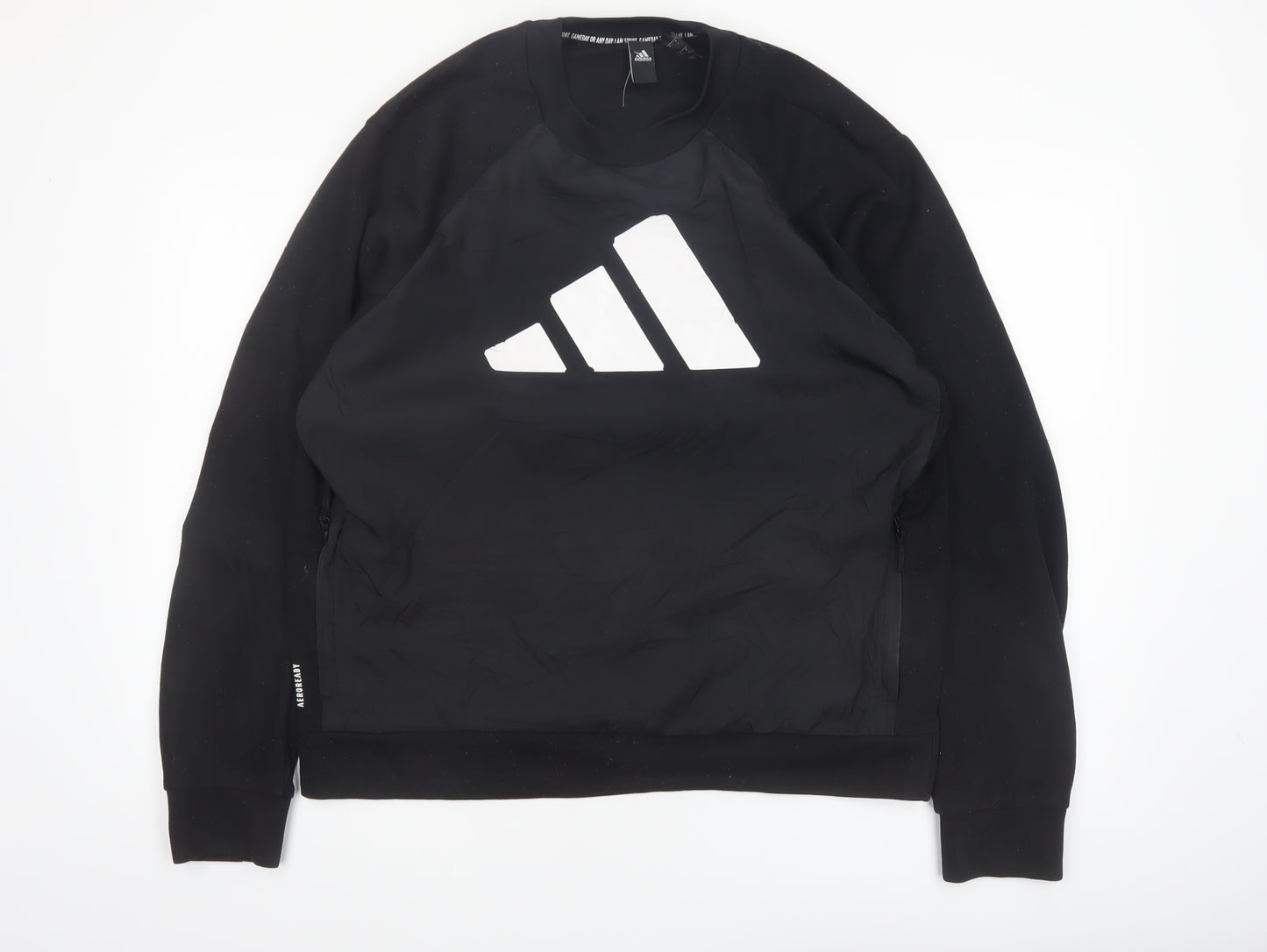 Adidas Men’s Black Large Pullover Sweatshirt Crew Neck Logo Sports Top