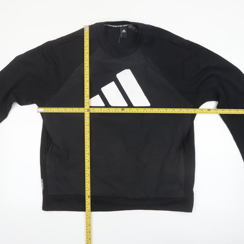 Adidas Men’s Black Large Pullover Sweatshirt Crew Neck Logo Sports Top