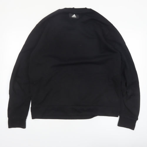 Adidas Men’s Black Large Pullover Sweatshirt Crew Neck Logo Sports Top