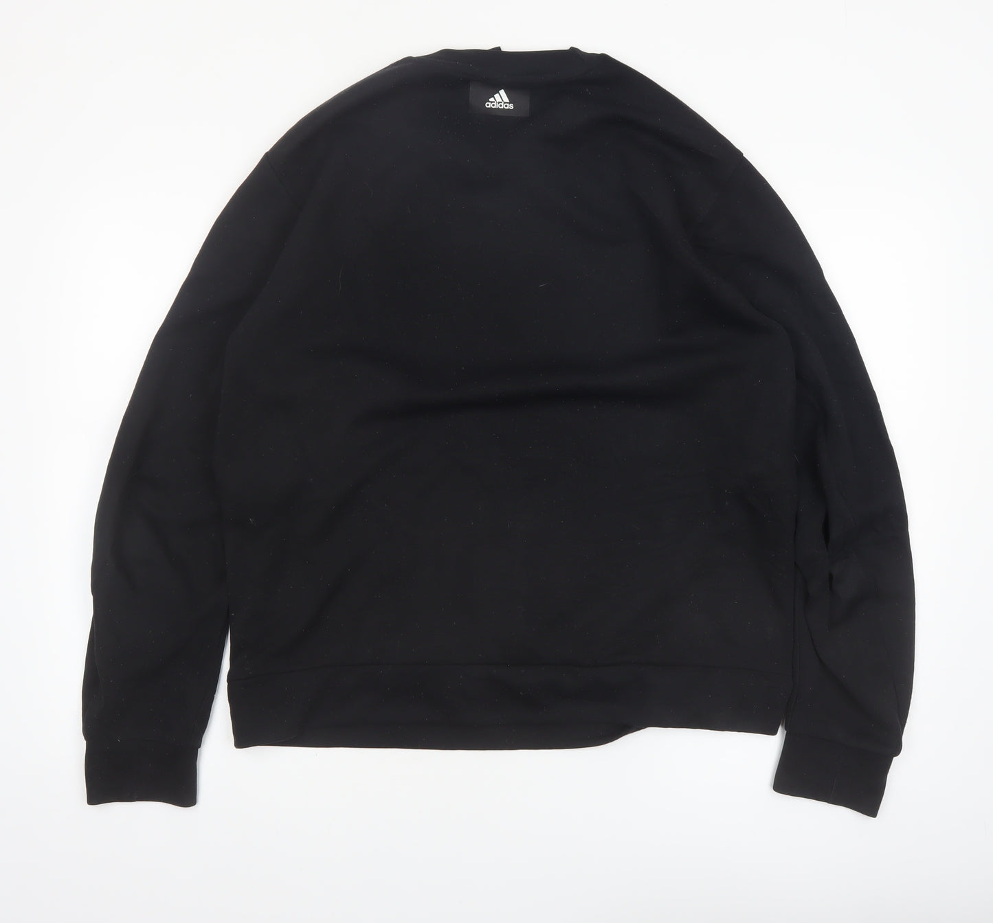 Adidas Men’s Black Large Pullover Sweatshirt Crew Neck Logo Sports Top
