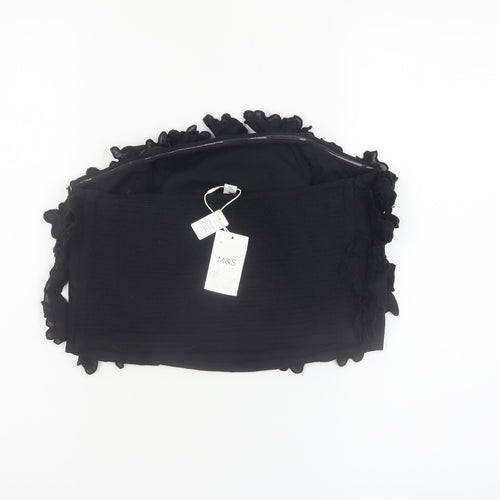 Marks and Spencer Women’s Black Strapless Ruffle Chiffon Blouse Size 12