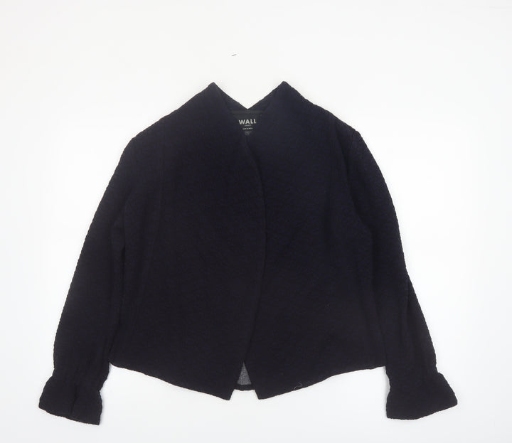 Wall London Women's Black Small Open Jacket Wool Blend Made in Britain