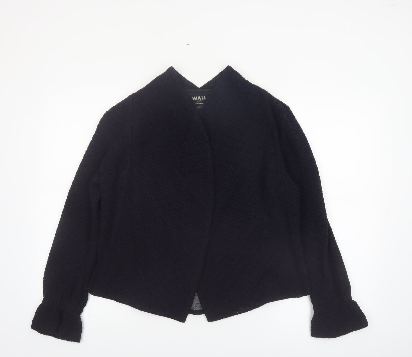 Wall London Women's Black Small Open Jacket Wool Blend Made in Britain