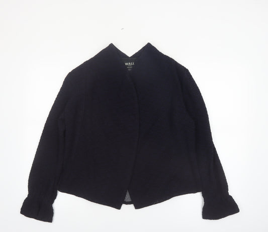 Wall London Women's Black Small Open Jacket Wool Blend Made in Britain