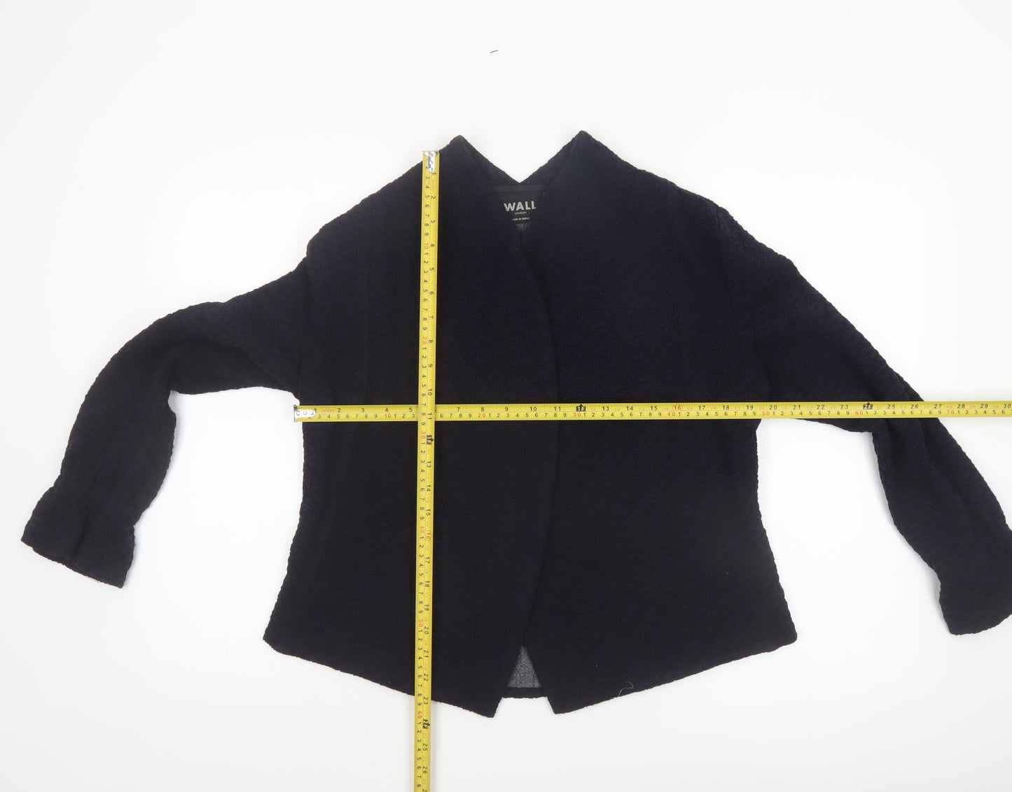 Wall London Women's Black Small Open Jacket Wool Blend Made in Britain