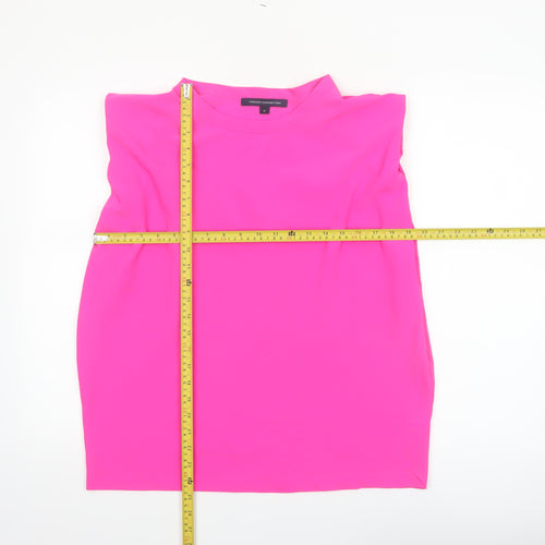 French Connection Women Pink Sleeveless High Neck Blouse M