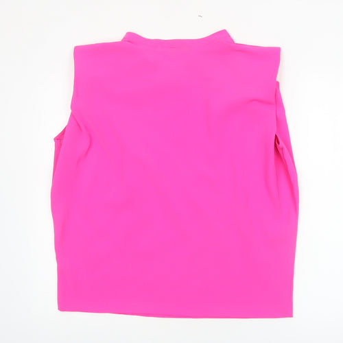 French Connection Women Pink Sleeveless High Neck Blouse M