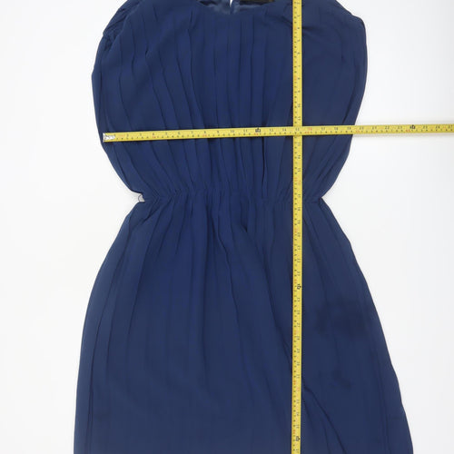 Zara Basic Women’s Blue Pleated Chiffon Shift Dress Size 12