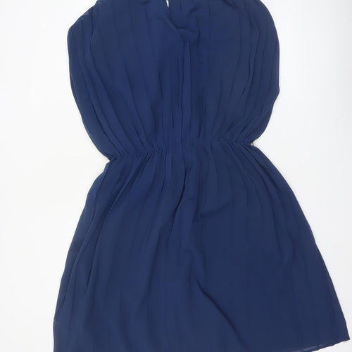 Zara Basic Women’s Blue Pleated Chiffon Shift Dress Size 12