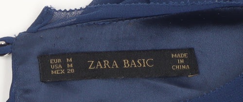 Zara Basic Women’s Blue Pleated Chiffon Shift Dress Size 12