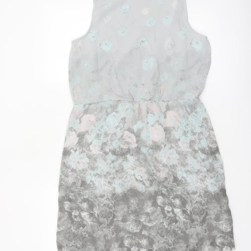 Gina Benotti Womens Grey Floral Sleeveless Shift Dress Size 10