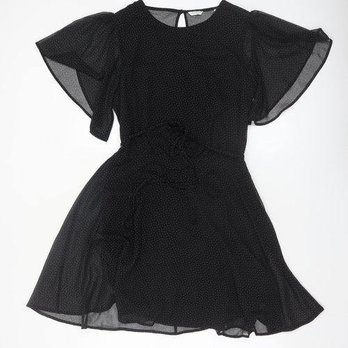 Jack Wills Women’s Black Polka Dot Fit & Flare Dress Size 8