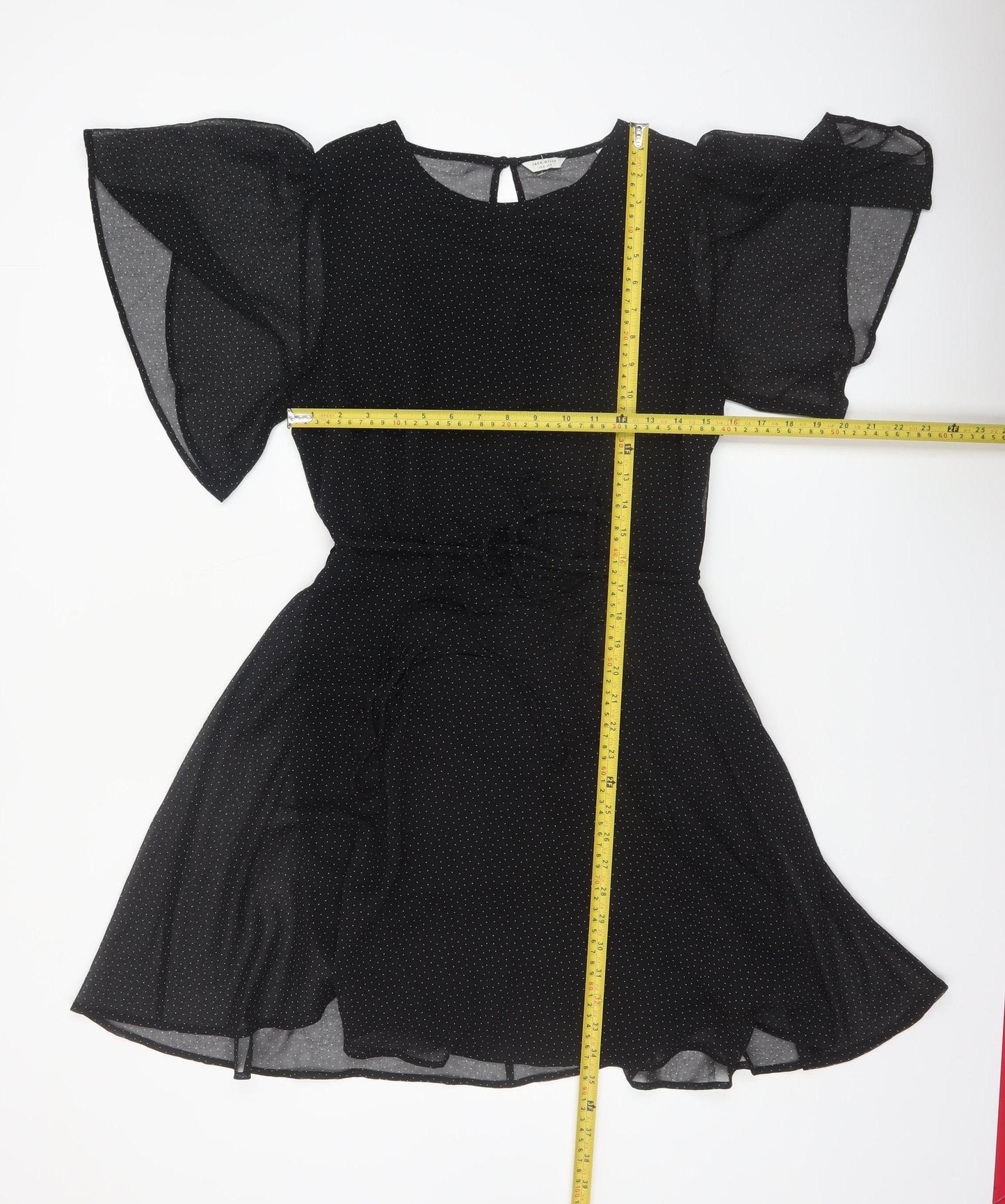 Jack Wills Women’s Black Polka Dot Fit & Flare Dress Size 8