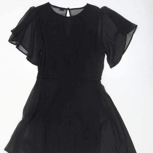 Jack Wills Women’s Black Polka Dot Fit & Flare Dress Size 8