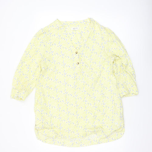 White Stuff Womens Yellow Floral Viscose Tunic Blouse UK 12