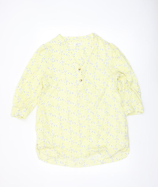 White Stuff Womens Yellow Floral Viscose Tunic Blouse UK 12
