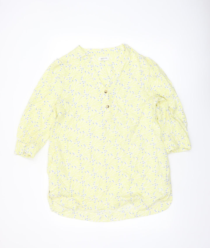 White Stuff Womens Yellow Floral Viscose Tunic Blouse UK 12