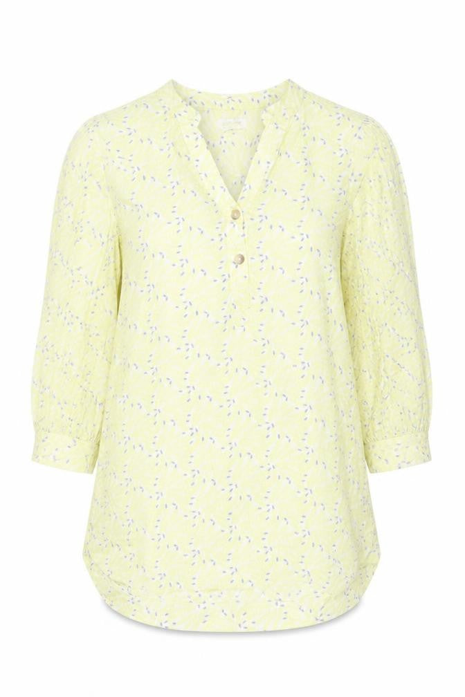 Front view of White Stuff women’s yellow floral viscose tunic blouse uk 12