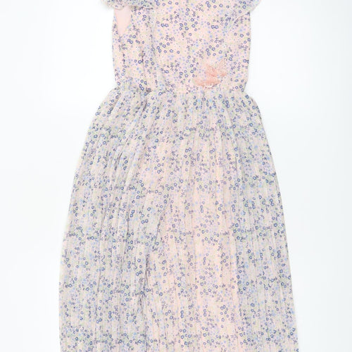 Marks and Spencer Girls Pink Floral Chiffon Romper 7-8 Years