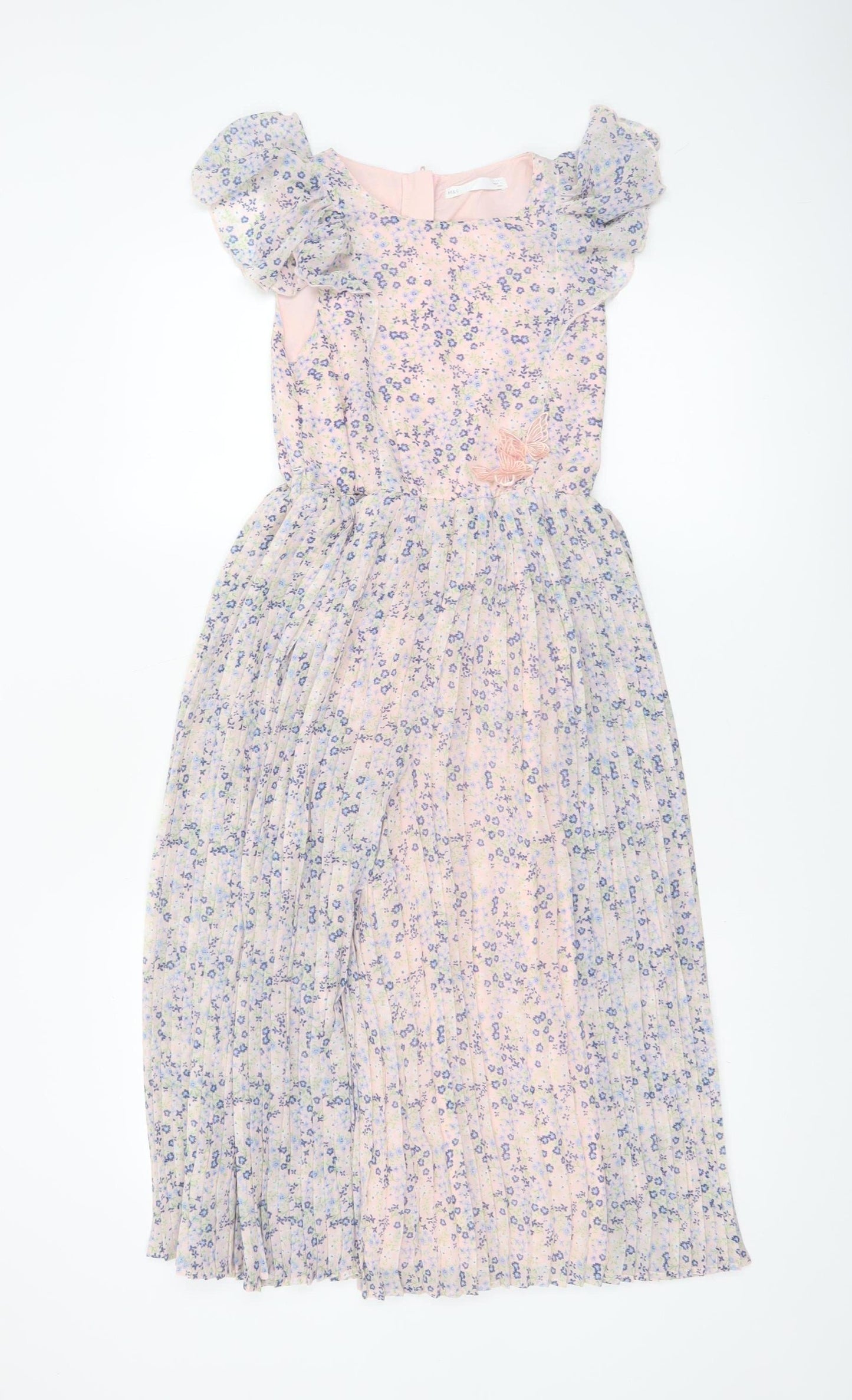 Marks and Spencer Girls Pink Floral Chiffon Romper 7-8 Years