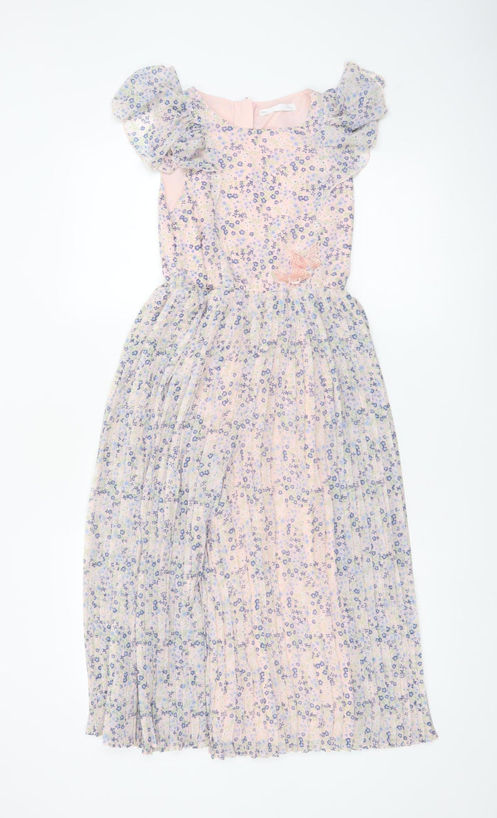 Marks and Spencer Girls Pink Floral Chiffon Romper 7-8 Years