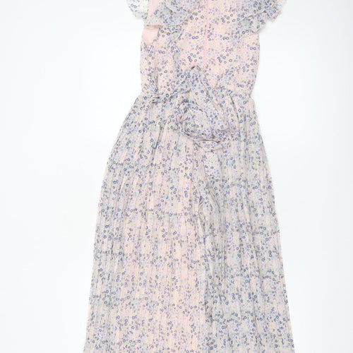 Marks and Spencer Girls Pink Floral Chiffon Romper 7-8 Years