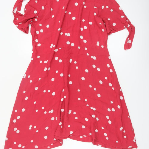 Next Women's Red Polka Dot A-Line Dress Size 18 Short Sleeve