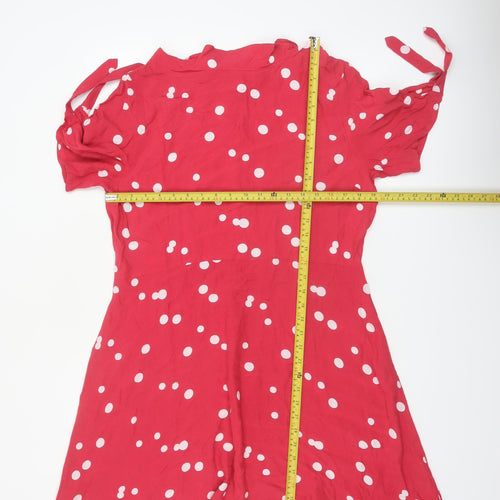 Next Women's Red Polka Dot A-Line Dress Size 18 Short Sleeve